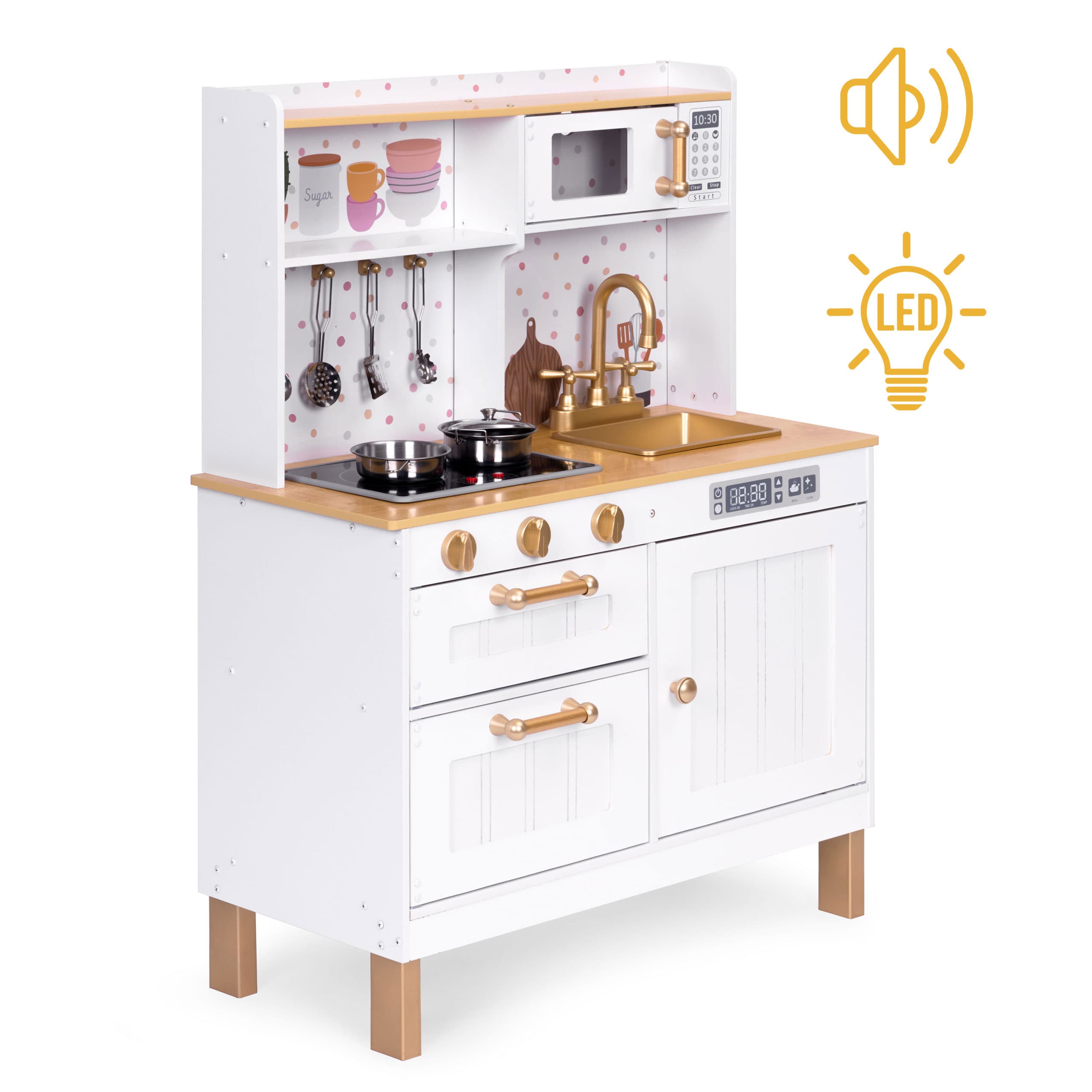Kuchnia dla dzieci z dźwiękami i LED drewniana duża ECOTOYS