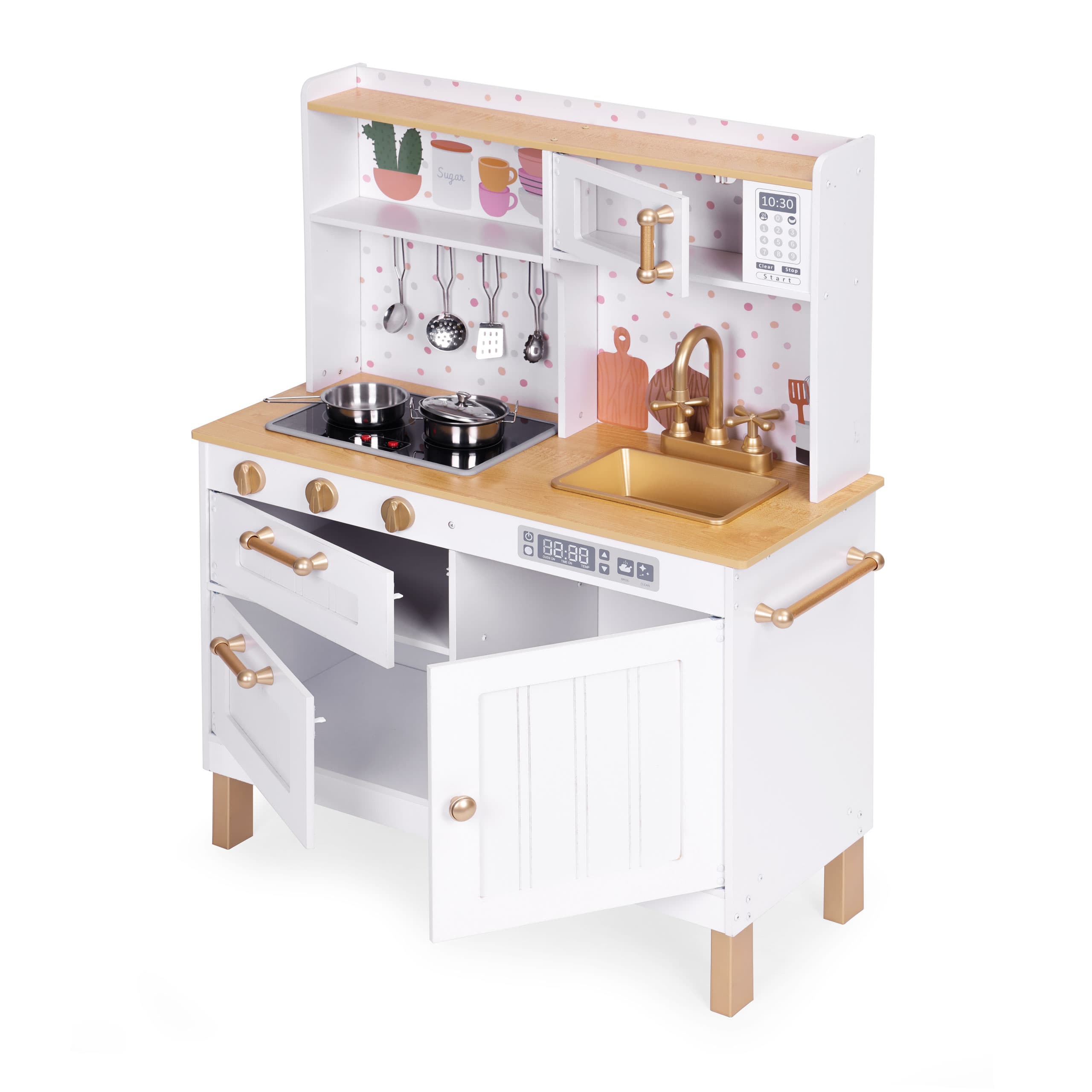 Kuchnia dla dzieci z dźwiękami i LED drewniana duża ECOTOYS