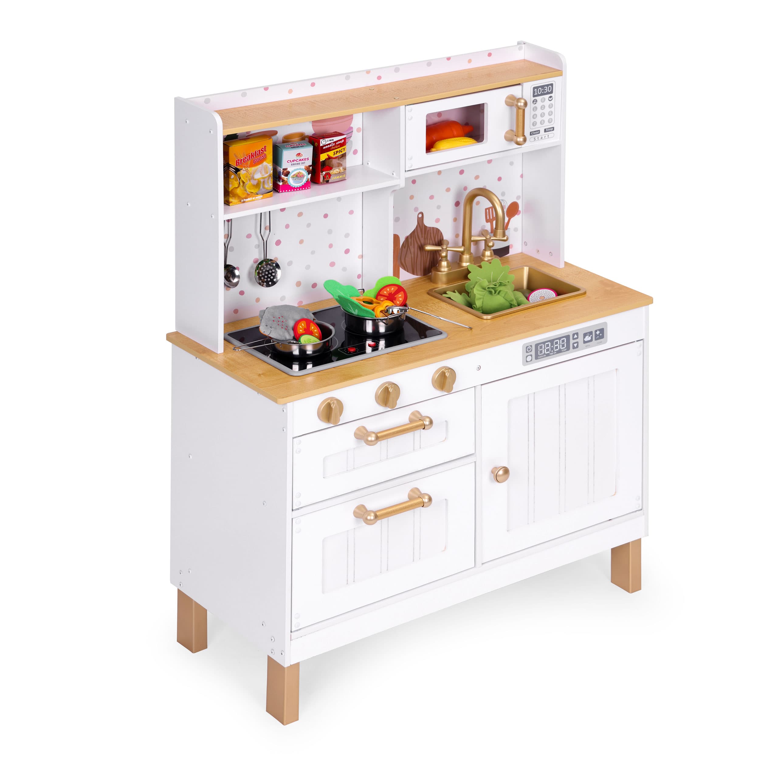 Kuchnia dla dzieci z dźwiękami i LED drewniana duża ECOTOYS