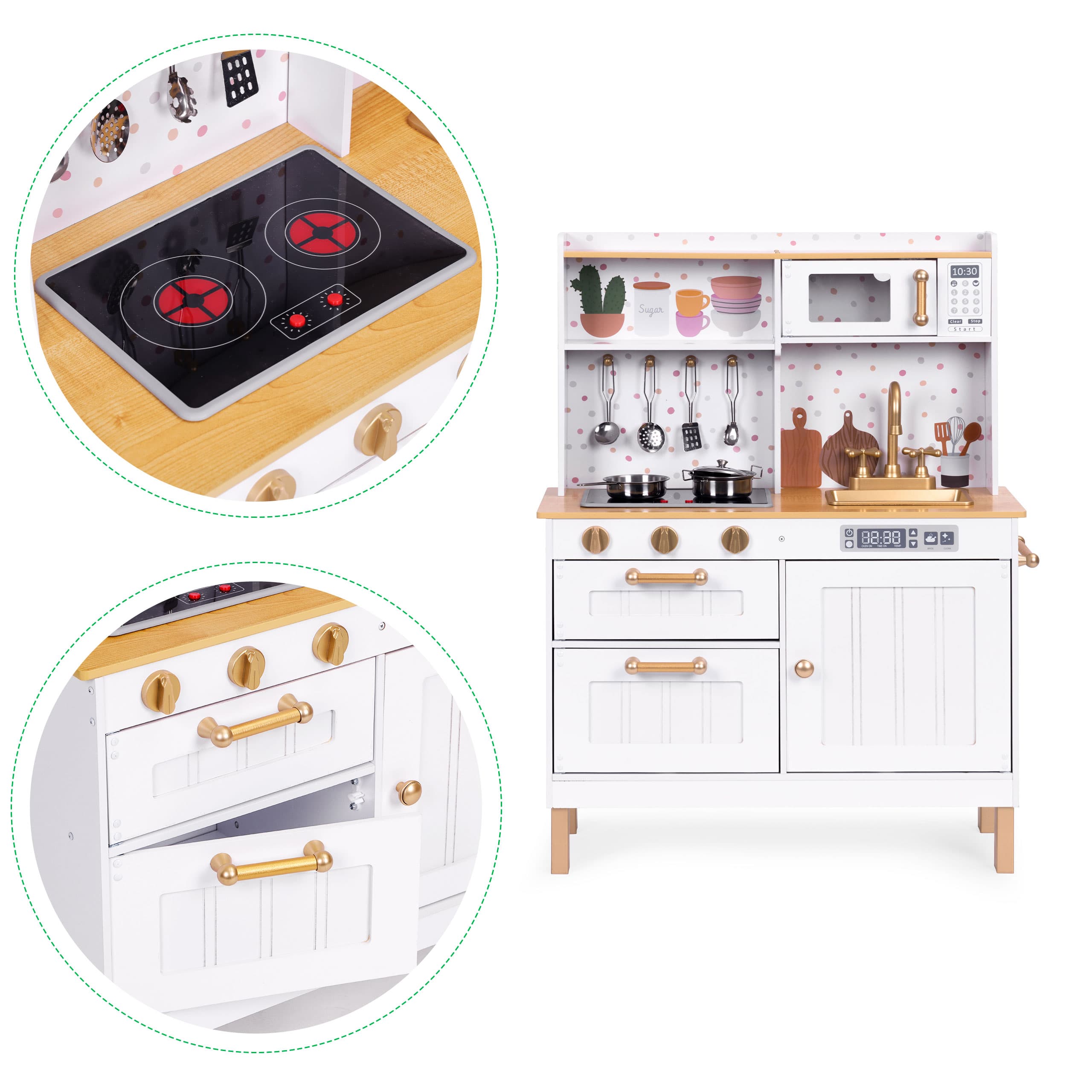 Kuchnia dla dzieci z dźwiękami i LED drewniana duża ECOTOYS