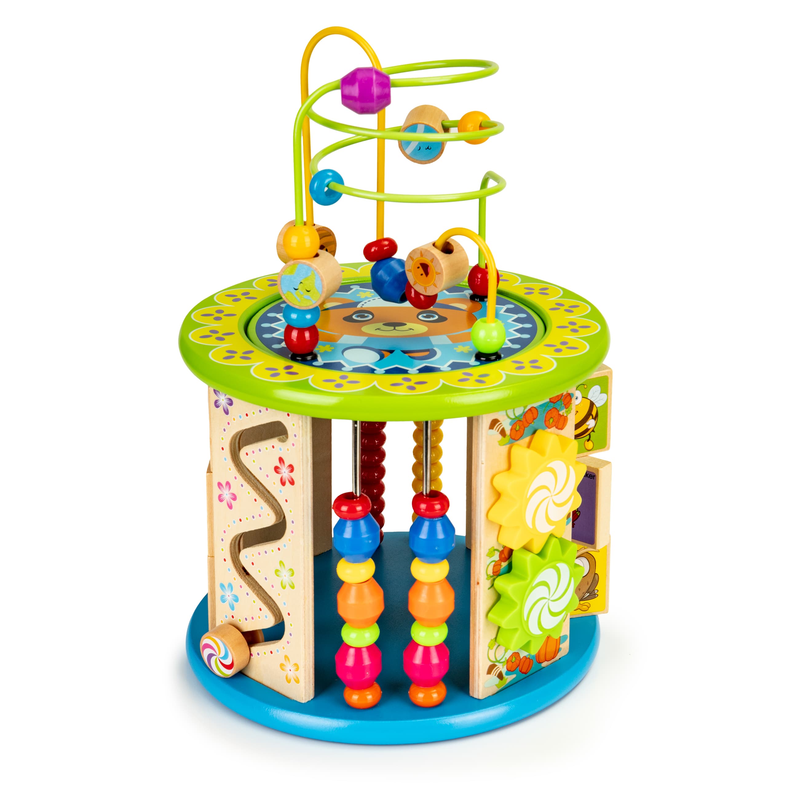 Drewniana kostka edukacyjna z grami ECOTOYS