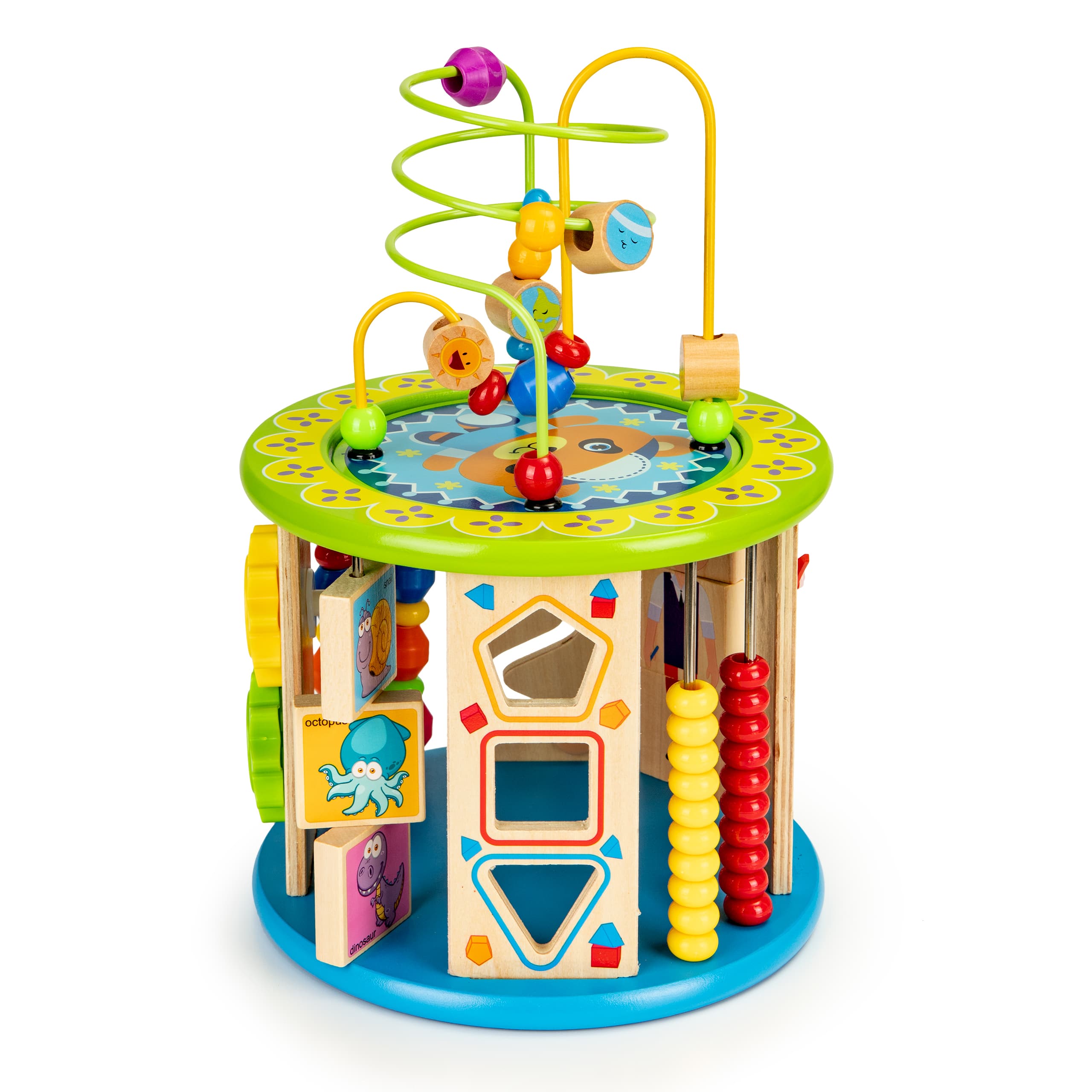 Drewniana kostka edukacyjna z grami ECOTOYS