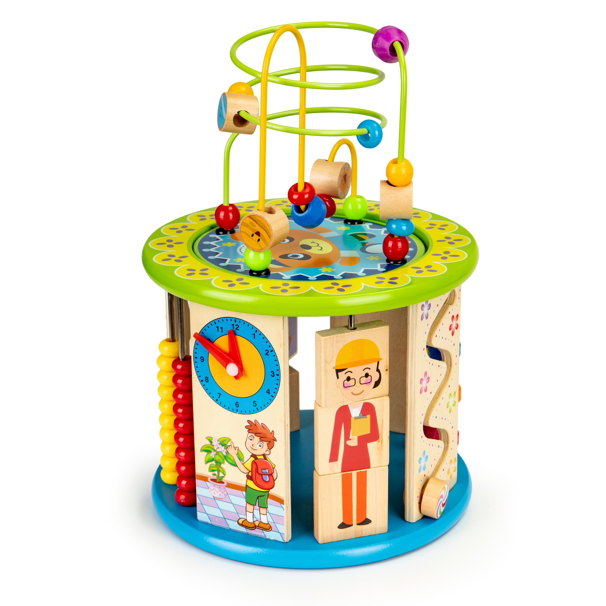 Drewniana kostka edukacyjna z grami ECOTOYS