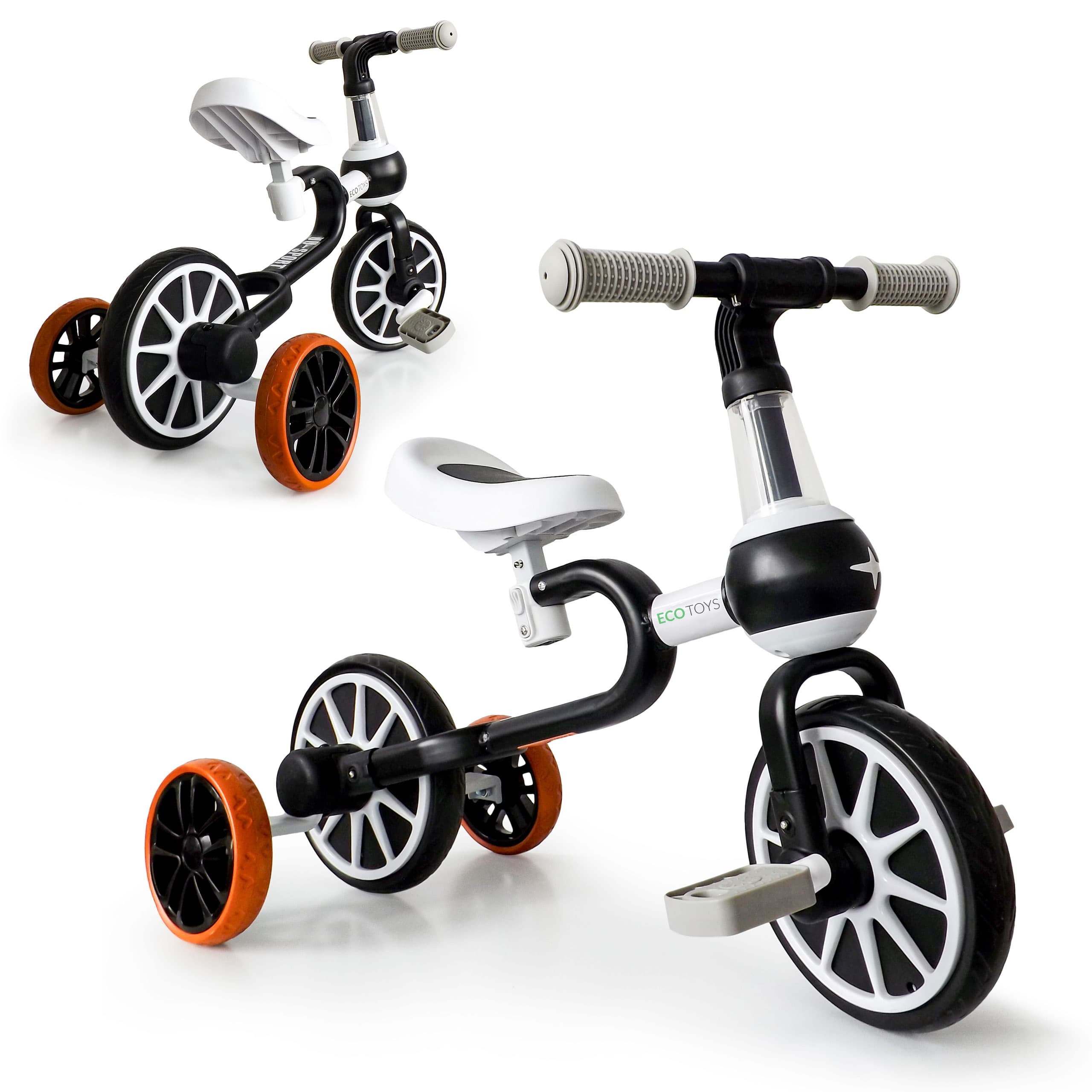 Rowerek biegowy 4w1 Pedały Kółka boczne czarny ECOTOYS