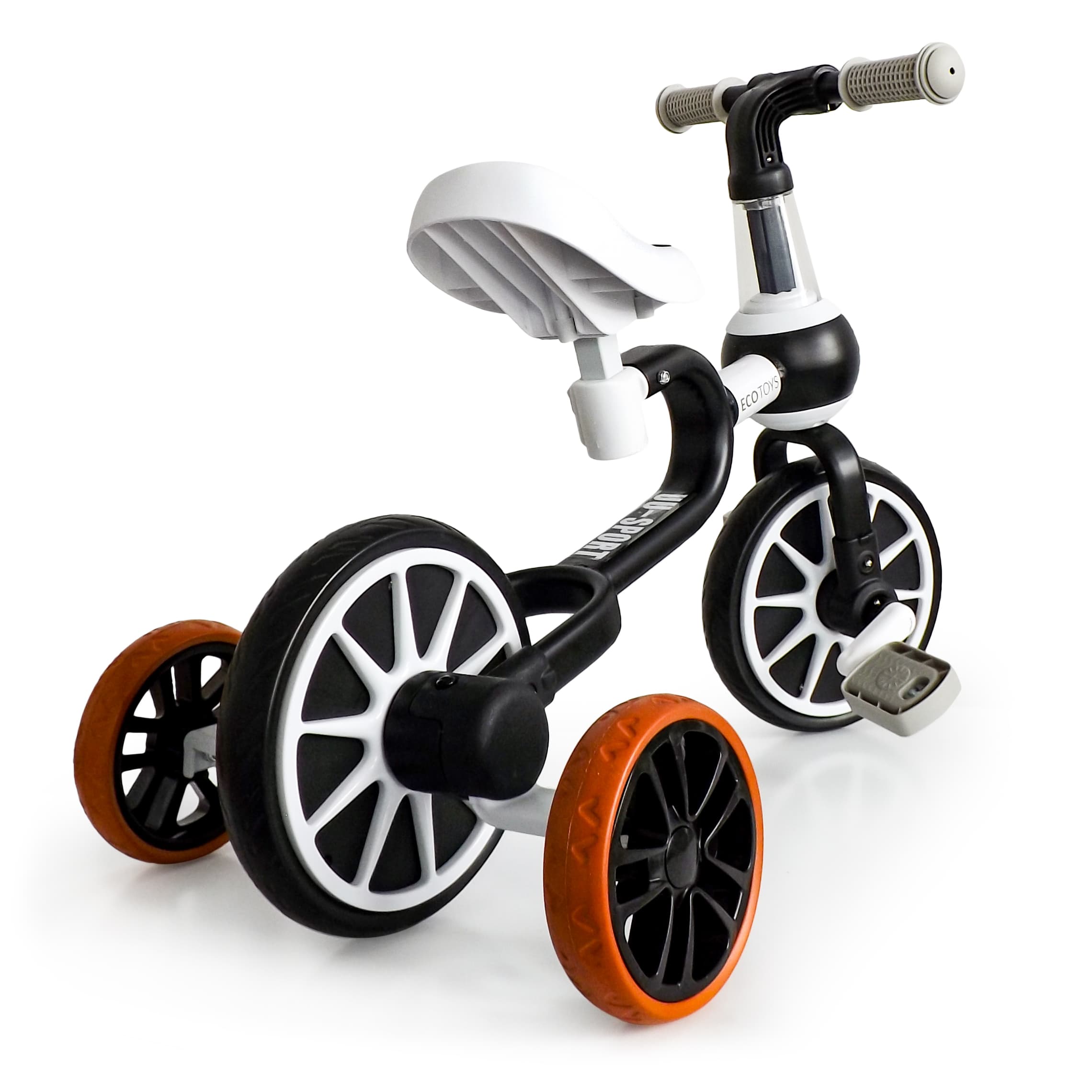 Rowerek biegowy 4w1 Pedały Kółka boczne czarny ECOTOYS