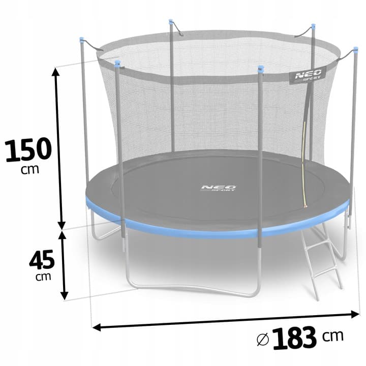Trampolina ogrodowa 183cm z siatką wewnętrzną i drabinką
