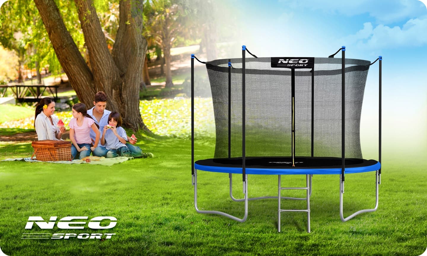 Trampolina ogrodowa 183cm z siatką wewnętrzną i drabinką