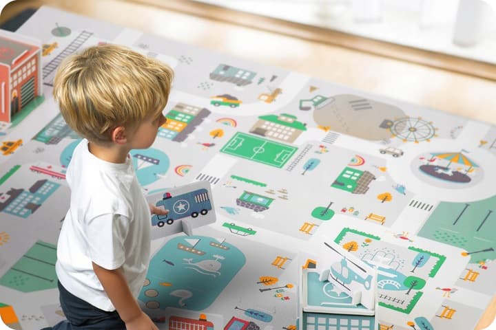 Mata piankowa puzzle 120x120cm + piankowe figurki Nukido Town
